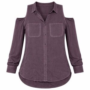 Rock & Republic Cold Shoulder Blouse - Purple